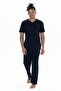 U.S. Polo Assn. 18890 Men's Short Sleeve Crew Neck Elastic Cuff Pajama Set-Navy Blue