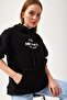 Oversize Hooded Kangaroo Pocket Sweatshirt Black - 5