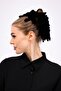 Black Velvet Bun Buckle Plump Elastic Hijab Women's Accessory Buckle - 4