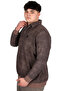Mode XL Large Size Men's Polo Collar Sweatshirt Printed Thessaloniki U24440 Brown - 2