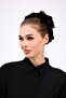 Black Velvet Bun Buckle Plump Elastic Hijab Women's Accessory Buckle - 7