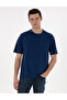Light Navy Blue Comfort Fit 100% Cotton Crew Neck Basic T-Shirt 50306991-Vr059
