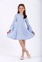Crew Neck Long Sleeve Blue Color Girl's Dress