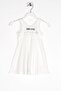 Round Neck Zero Sleeve Dream Printed - White Color Girl's Dress