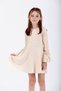 Crew Neck Long Sleeve Ecru Color Girl's Dress - 4