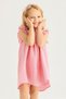 Square Collar Short Sleeve Wide Glacier Square Collar Pink Color Girl's Dress - 5