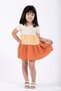 Crew Neck Short Sleeve Double Colorful Patterned Brick Color Girl's Dress - 2
