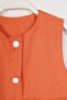 Crew Neck Zero Sleeve Cutout Buttoned Strap Orange Color Girl's Dress - 2