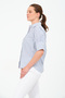 Women's Brown-Blue-Navy Blue Striped Half Sleeve Shirt - 3