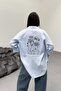 Double pocketed back detailed shirt blue