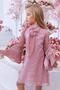 Girl's Full-Length Lace Embroidered Bow Detail, Spanish Sleeved, Rose Pink Dress - 2