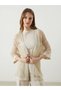 Beige Shawl Collar Openwork Oversize Women's Knitwear Cardigan