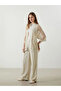 Beige Shawl Collar Openwork Oversize Women's Knitwear Cardigan - 2