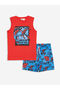 Black Crew Neck Printed Boys' Tank Top and Swim Shorts
