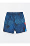 Navy Blue Printed Quick Dry Uv Protection Boys' Swim Shorts - 2
