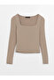 New Season Square Neck Plain Long Sleeve Women's T-Shirt - S4Ge91Z8 - 6
