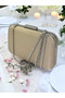 Nude Color Satin Silver Stone Evening Dress Bag Evening Bag - 6