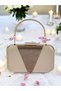 Nude Color Satin Rosegold Stone Evening Dress Bag Evening Bag Engagement Wedding Bag - 3