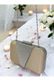 Nude Color Satin Silver Stone Evening Dress Bag Evening Bag - 5
