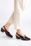 Women's Faux Leather Open-Back Heeled Sandals - 3