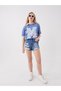 Vizyon New Season Indigo Standard Fit Ripped Detailed Women's Jean Shorts