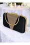Black Color Satin Rosegold Stone Evening Dress Bag Evening Bag Engagement Wedding Bag - 8