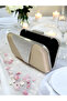 Nude Color Satin Silver Stone Evening Dress Bag Evening Bag - 3