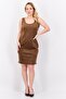 Women Solid Mini Dress, Tan - 4