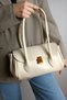 Havin Cream Soft Leather Design Lock Women's Shoulder Bag - 7