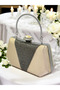 Nude Color Satin Platinum Stone Evening Dress Bag Evening Bag Engagement Wedding Bag
