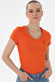 Women's Pomegranate Flower V-Neck Basic T-Shirt 50300828-Vr039 - 3