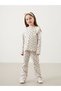 Lcw Kids Beige Crew Neck Floral Girls' Blouse and Leggings Pants 2-Piece Set