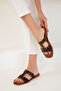 Brown Genuine Leather Women's Slippers 20378 - 5