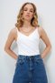 Women's White Strappy Draped Detailed Bodysuit Alc-X13736