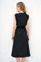 Black Ruffled Front Belted Poplin Woven Dress Alc-X11609 - 6