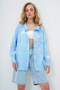 Women's Blue Single Pocket Oversize Satin Shirt Alc-X13687 - 3