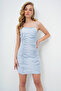 Women Blue Adjustable Strap Draped Lined Inside Woven Mini Dress Alc-X13695 - 2