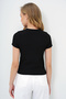 Women's Black Crew Neck Teddy Bear Printed Crop Blouse Alc-X13672 - 6