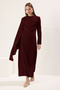 Bordo Şal Detaylı Abiye Elbise TCTSS24DB00036 - 2
