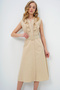 Women's Beige Frilled Front Belt Poplin Woven Dress ALC-X11609 - 4