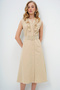 Women's Beige Frilled Front Belt Poplin Woven Dress ALC-X11609 - 3