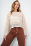 Women's Cream Crew Neck Summer Openwork Guipure Blouse Alc-X13788