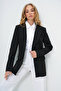 Women's Black Lined Single Button Blazer Jacket Alc-X13751 - 5