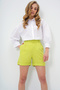 Oil Green Double Pocket Double Leg Hidden Zipper Linen Shorts Alc-X13767 - 4