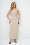 Women's Cream Wrinkled Fabric Side Gathered Summer Strapless Dress Alc-X13413 - 2