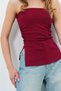 Women's Burgundy Strapless Side Slit Steel Knitted Blouse Alc-X13752 - 5