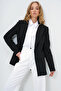 Women's Black Lined Single Button Blazer Jacket Alc-X13751