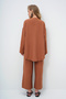 Women's Brown Lace-Up Front Kimono Jacket and Palazzo Pants Set Alc-X12452 - 8