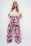 Women's Orange Cobalt Blue Elastic Waist Patterned Wide Leg Pants Alc-X13782 - 3
