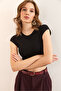 Women's Black Bat Crop Viscose Blouse Blz- 19002855 - 4
